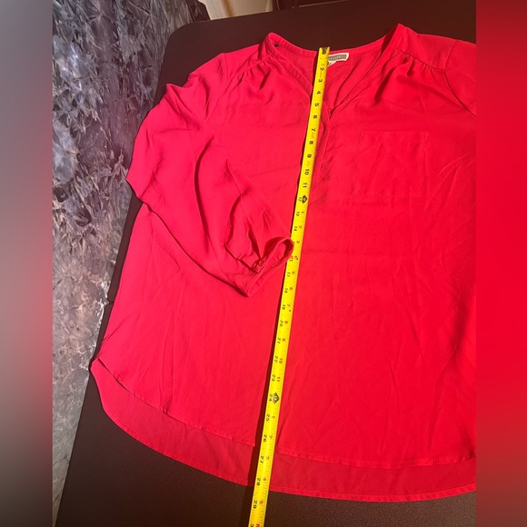 Pleione pink V-neck long sleeve rounded hem lightweight blouse tunic top XL - Picture 9 of 9